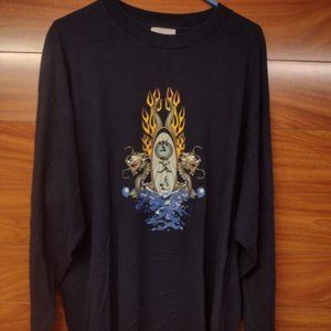 Vintage Jem Sportswear Dragons with Flames Long Sleeve Size XL Dark Blue T Shirt